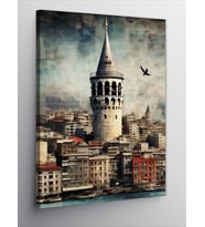 Kanvas Tablo Gazete Fon Galata Kulesi