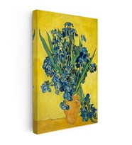 Kanvas Tablo Vincent van Gogh Mavi İrisler Sarı Fonlu Vazo Ressam Tablosu Ev Ofis Dekoru