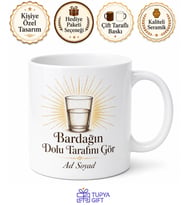 Optimist Bardağın Dolu Tarafı Polyanna Mutluluğu Baskılı Porselen Kupa Hediye