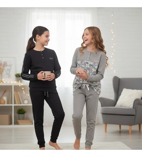 Genç Kadın Pamuklu 2 Adet 2'li Pijama Takımı AL507 V1, AL501 V1 BB2453