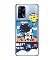 Oppo A74 Uyumlu Astronot Desenli Şeffaf Telefon Kılıfı