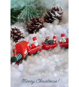 Yılbaşı Süsü Dekoratif Ahşap Noel Treni - Dekoratif ve Hediyelik  20 cm (Kırmızı)