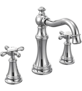 Moen Weymouth Krom İki Saplı Yüksek Arklu Geniş Banyo Bataryası, Valf Ayrı Satılır, Ts42114 (Çok Renkli)