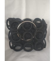 20*20 cm, Kadın, Siyah El  Çantası,Halkalı Çanta (Gümüş)