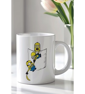 Minions Tasarımlı 330ml Baskılı Beyaz Seramik Kupa Bardak