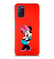 Oppo A72 Soft Premier Kapak Minnie Mouse-D Tasarımlı Silikon Kılıf - Kırmızı (Şeffaf)