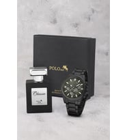 Polo Air Klasik Metal Kasa Erkek Kol Saati Ve 55 ml Parfüm Seti Siyah Koyu Yeşil Renk ST-5030E1