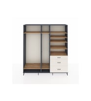 Hyperion Dolap 9 Raflı 3 Çekmeceli 3 Askılı 220x44x243 Antrasit-Çam/Aytaşı