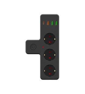 Termal Akım Korumalı 3 Adet Soket,3 Adet USB ve 1 Adet Type-C Girişli 20w Priz Model 3397 (5343)