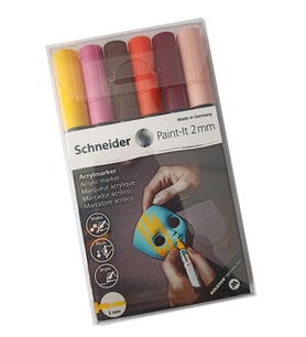 Akrilik Markör 2mm Soluk 6 Renkler Set 1 Paket Metal Cam Mantar Plastik Kumaş Deri Beton Boyama İçin İdeal (Çok Renkli)