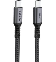 Şarj ve Veri Aktarım Kablosu 20V5A, Type C'den Type C'ye, 100W, Çift Kat Örgülü (Gri, 2 metre)