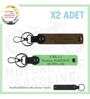 Motor Kulüplerine, İsim Plaka ve 0 Rh (+) Kan Grubu Yazılı x2' li Anahtarlık Set, Kahve-F Yeşil-Syh (Çok Renkli)