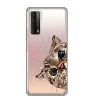 Huawei P Smart 2021 Uyumlu Tatlı Kedi Desenli Şeffaf Telefon Kılıfı
