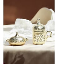 Nia Zamak Damat Kahve Fincanı ve Lokumluk (Gold)