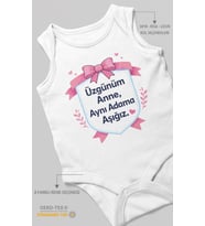 Üzgünüm anne aynı adama aşığız Sıfır Kollu Bebek Zıbını %100 Pamuk