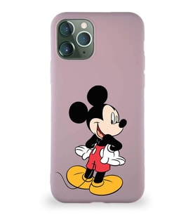 Apple iPhone 11 Pro Soft Premier Kapak Mickey Mouse-D Tasarımlı Silikon Kılıf - Pudra (Şeffaf)