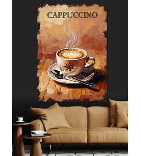Cappuccino Kahve Fincanı Resmi Dekoratif Kanvas - Mdf Ahşap Tablo