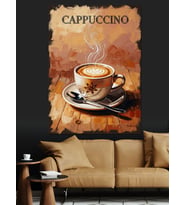 Cappuccino Kahve Fincanı Resmi Dekoratif Kanvas - Mdf Ahşap Tablo