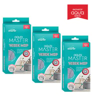 SMARTER AQUA MASTER 3 ADET YEDEK MOP TEMİZ & KİRLİ SUYU AYIRMA ÖZELLİĞİ OTOMATİK TEMİZLİK SETİ MOP (Gri)