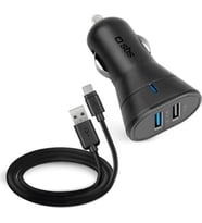 Sbs Araç Şarj Cihazı 12/24V 2100 mAh 2 Usb Çıkışı Type C Kablo Siyah TEKITCRC2U21AUL