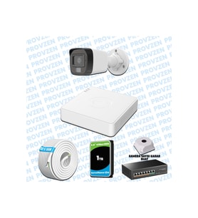 Provzen Hikvision 1’li İP 4MP Güvenlik Kamerası Seti Colorvu Mikrofonlu Olay Anında Bildirim