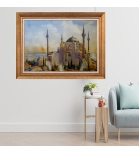 Altın Paspartulu Çerçeveli Tablo N101 (Gold)