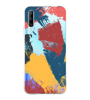 Huawei P Smart Pro Uyumlu Kapak Brush Stroke Tasarımlı Şeffaf Silikon Kılıf