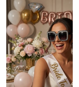 Taşlı Siyah Kare Bride To Be Parti Gözlüğü Bekarlığa Veda Fotoğraf Aksesuarı
