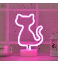 Neon Kedi Masa Gece Lambası Pembe Işık
