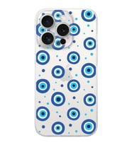 PrintiFy iPhone 15 Pro ile Uyumlu Nazar Boncuğu 1 Baskılı Kamera Korumalı Şeffaf Silikon Kılıf
