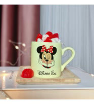 Minnie Mouse Tasarımlı Kişiye Özel Sarı Türk Kahvesi Fincanı
