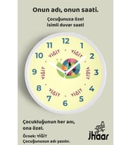 İsme Özel Sevimli Salyangoz Çocuk Odası Duvar Saati Orta Boy 30 cm Beyaz Camlı Sessiz