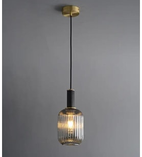 Rsylight Rustik Dekoratif Metal Modern Siyah FÜme Opal Camlı Tekli  Avize
