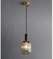 Rsylight Rustik Dekoratif Metal Modern Siyah FÜme Opal Camlı Tekli  Avize