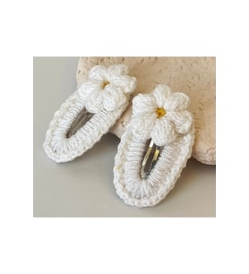 Amigurumi Örgü Çocuk Çiçek Toka Beyaz Tek Ebat