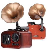 Ahşap Desenli Gramofon Müzik Kutusu Retro Nostaljik Müzik Çalar