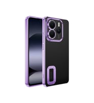 Xiaomi Redmi Note 14 5G Kılıf Kamera Korumalı Logo Gösteren Şeffaf Kapak (Lila)