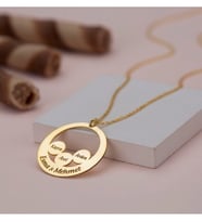 925 Ayar Gümüş İsimli Halkalı Aile Kolyesi