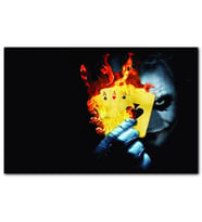 Cakatablo Joker ve Alevler İçinde Oyun Kartları MDF Tablo