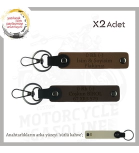 Motor Severlere, İsim Plaka ve 0 - Kan Grubu Yazılı Anlamlı Hediye x2 Anahtarlık, Kahve-K Kahve-SK (Çok Renkli)