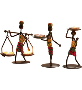 Mumluk Setleri, Yaratıcı Afrikalı Kabile Kadın Mumluk Orta Parçalar Afrikalı Kadınlar için Demir Şamdan Tutucu Ev/Bar Yemek Masası Dekoru için, Kişiselleştirilebilir Stil Raf Dekoru