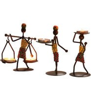 Mumluk Setleri, Yaratıcı Afrikalı Kabile Kadın Mumluk Orta Parçalar Afrikalı Kadınlar için Demir Şamdan Tutucu Ev/Bar Yemek Masası Dekoru için, Kişiselleştirilebilir Stil Raf Dekoru
