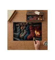 Renkli Noel Çorapları Tasarımı 240 parça Ahşap Puzzle Ahşap Kutuda MP03191