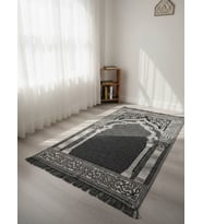 My Evilla Seccade Hafif Katlanabilir Yıkanabilir Namazlık Şık Motifli Çeyizlik ve Hediyelik Koyu Gri