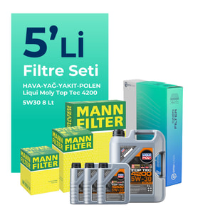 MANN Volkswagen Touareg 3.0 Dizel Filtre Bakım Seti Liqui Moly Motor Yağlı (2012-2018) 5 Li