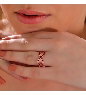Rose Zirkon Taşlı Sonsuzluk 925 Ayar Gümüş Kadın Yüzük