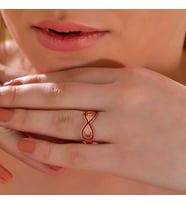 Rose Zirkon Taşlı Sonsuzluk 925 Ayar Gümüş Kadın Yüzük