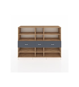 Hyperion Dolap 9 Raflı 3 Çekmeceli  220x44x163 Çam-Çam/Antrasit