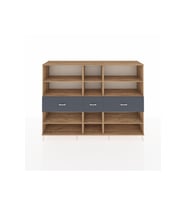 Hyperion Dolap 9 Raflı 3 Çekmeceli  220x44x163 Çam-Çam/Antrasit