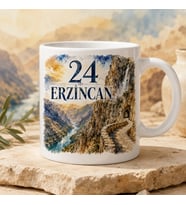 Erzincan Temalı Memleket Kupası – 24 Erzincan Kemaliye Karanlık Kanyon ve Taş Yol Suluboya Baskılı Seramik Kupa